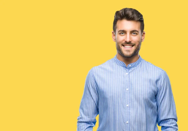 Joven Hombre Guapo Sobre Fondo Aislado Con Una Sonrisa Feliz —  Fotos de Stock