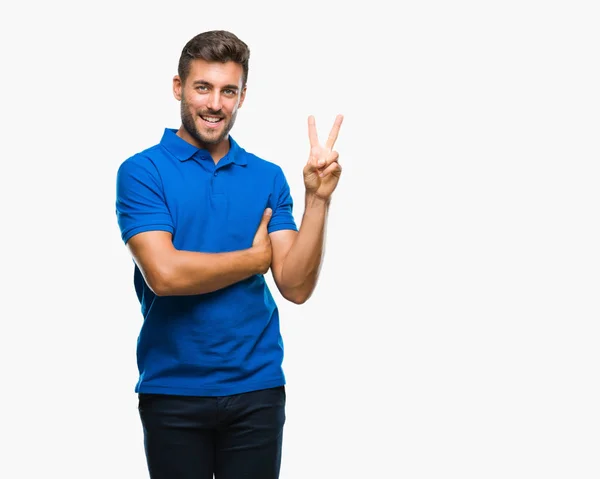 Young Handsome Man Isolated Background Smiling Happy Face Winking Camera — Stock Photo, Image