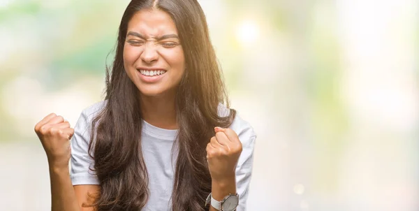 Joven Mujer Árabe Hermosa Sobre Fondo Aislado Muy Feliz Emocionado —  Fotos de Stock