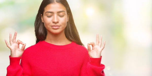 Young Beautiful Arab Woman Wearing Winter Sweater Isolated Background Relax — Stock Photo, Image