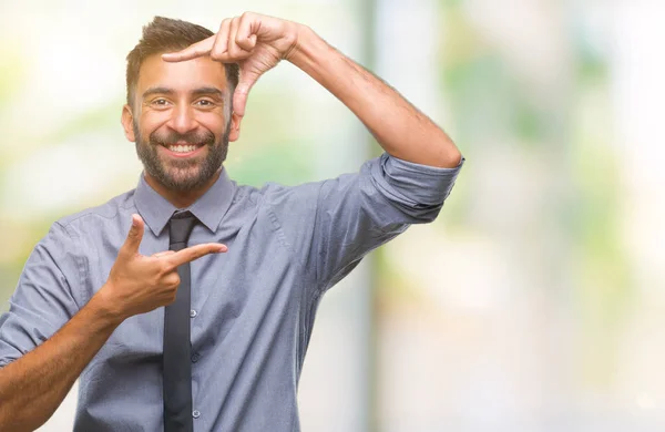 Adult Hispanic Business Man Isolated Background Smiling Making Frame Hands — Stock Photo, Image
