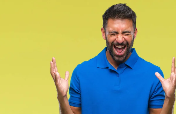 Homem Hispânico Adulto Sobre Fundo Isolado Celebrando Louco Louco Para — Fotografia de Stock