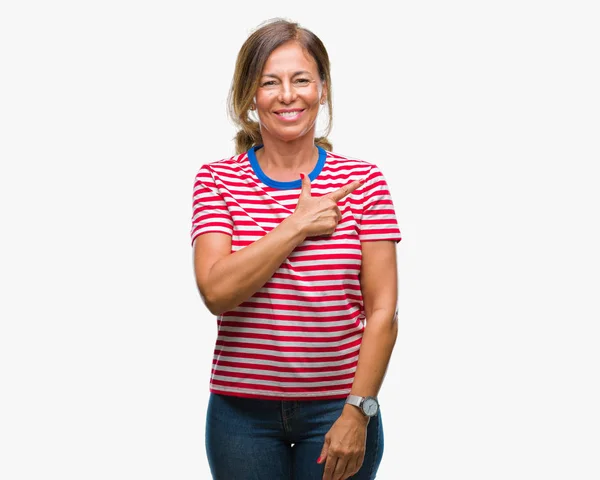 Middle Age Senior Hispanic Woman Isolated Background Cheerful Smile Face — Stock Photo, Image