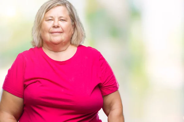 Senior Grootte Kaukasische Vrouw Geïsoleerde Achtergrond Met Ernstige Uitdrukking Het — Stockfoto