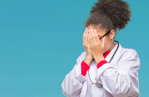 Fiatal Afro Amerikai Orvos Több Mint Szomorú Kifejezést Amely Arcát — Stock Fotó