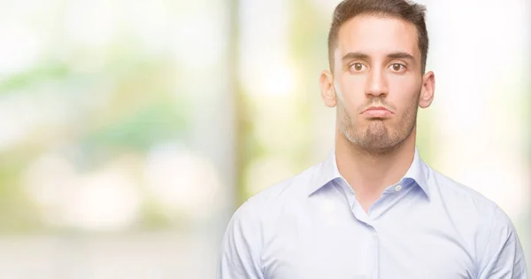 Gutaussehender Junger Geschäftsmann Deprimiert Und Besorgt Über Die Weint Wütend — Stockfoto