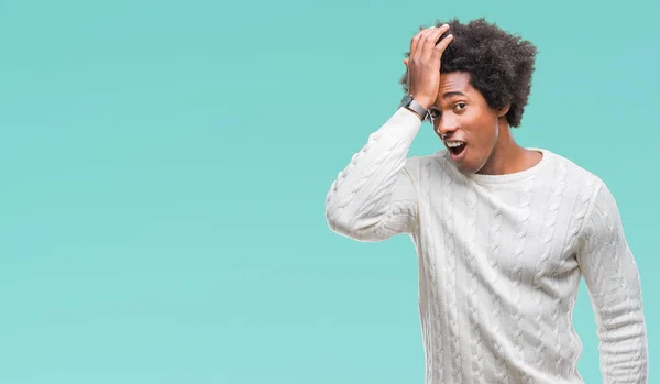 Homem Afro Americano Sobre Fundo Isolado Surpreso Com Mão Cabeça — Fotografia de Stock