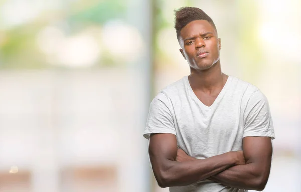 Jovem Afro Americano Sobre Fundo Isolado Cético Nervoso Desaprovando Expressão — Fotografia de Stock