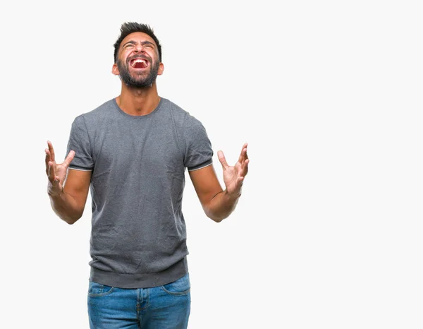 Hombre Hispano Adulto Sobre Fondo Aislado Loco Loco Gritando Gritando —  Fotos de Stock