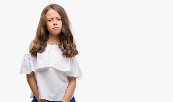 Μελαχρινή Κορίτσι Ισπανόφωνος Σκεπτικιστής Και Νευρικό Συνοφρυωμένος Αναστάτωση Εξαιτίας Προβλήματος — Φωτογραφία Αρχείου