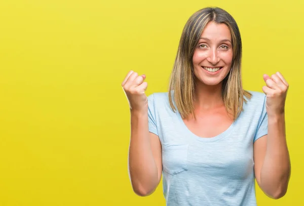 Young Beautiful Woman Isolated Background Celebrating Surprised Amazed Success Arms — Stock Photo, Image