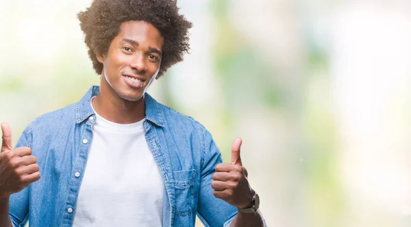 Afro Amerikansk Man Över Isolerade Bakgrund Framgång Tecken Gör Positiv — Stockfoto