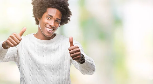Afro Amerikansk Man Över Isolerade Bakgrund Godkänna Gör Positiv Gest — Stockfoto