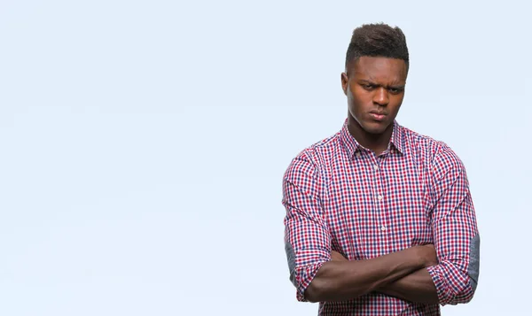 Junger Afrikanisch Amerikanischer Mann Mit Isoliertem Hintergrund Skeptisch Und Nervös — Stockfoto