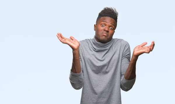 Young African American Man Isolated Background Clueless Confused Expression Arms — Stock Photo, Image