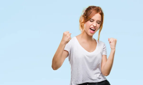 Young Beautiful Woman Isolated Background Very Happy Excited Doing Winner — Stock Photo, Image