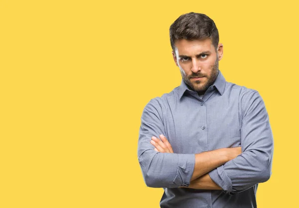 Joven Hombre Guapo Sobre Fondo Aislado Escéptico Nervioso Desaprobando Expresión — Foto de Stock