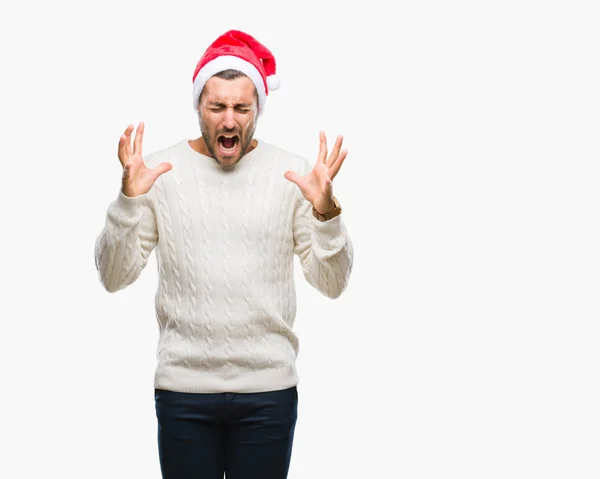 Joven Hombre Guapo Con Sombrero Santa Claus Sobre Fondo Aislado — Foto de Stock