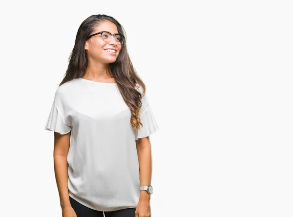 Young Beautiful Arab Woman Wearing Glasses Isolated Background Looking Away — Stock Photo, Image