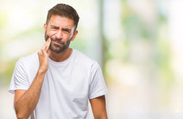 Adult Hispanic Man Isolated Background Touching Mouth Hand Painful Expression — Stock Photo, Image