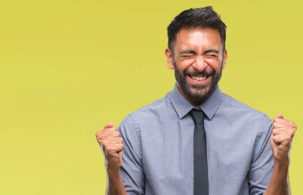 Hombre Negocios Hispano Adulto Sobre Fondo Aislado Emocionado Por Éxito — Foto de Stock