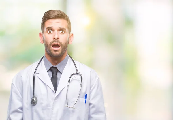 Young Handsome Doctor Man Isolated Background Afraid Shocked Surprise Expression — Stock Photo, Image