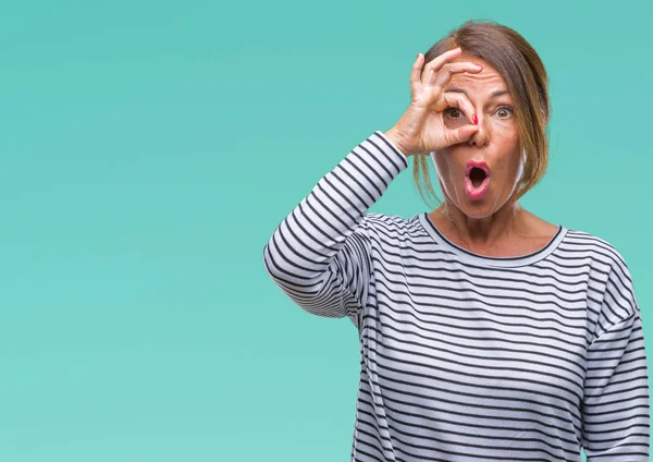 Ältere Hispanische Frau Mittleren Alters Mit Isoliertem Hintergrund Die Geste — Stockfoto