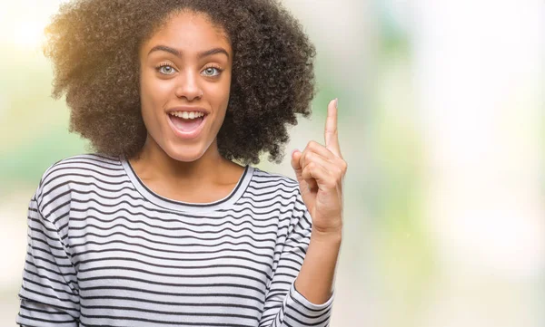 Unga Afro Amerikansk Kvinna Över Isolerade Bakgrund Pekar Finger Med — Stockfoto