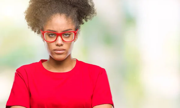 Νέοι Αφρο Αμερικανική Γυναίκα Που Φοράει Γυαλιά Πάνω Από Απομονωμένες — Φωτογραφία Αρχείου