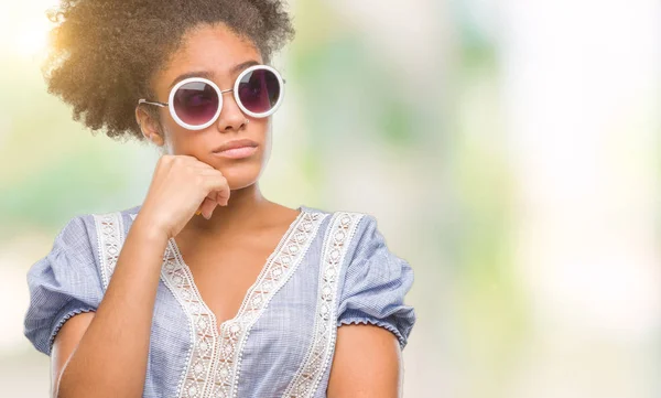 Giovane Donna Afro Americana Che Indossa Occhiali Sfondo Isolato Con — Foto Stock