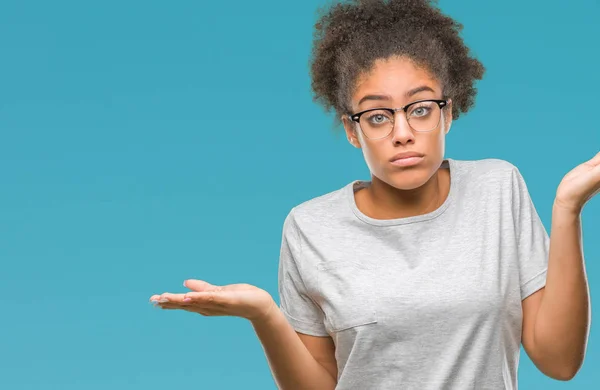 Giovane Donna Afro Americana Che Indossa Occhiali Sfondo Isolato Espressione — Foto Stock