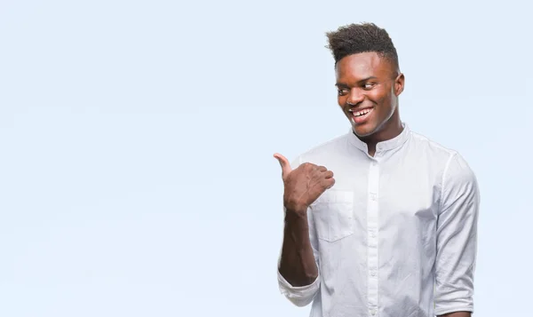 Young African American Man Isolated Background Smiling Happy Face Looking — Stock Photo, Image