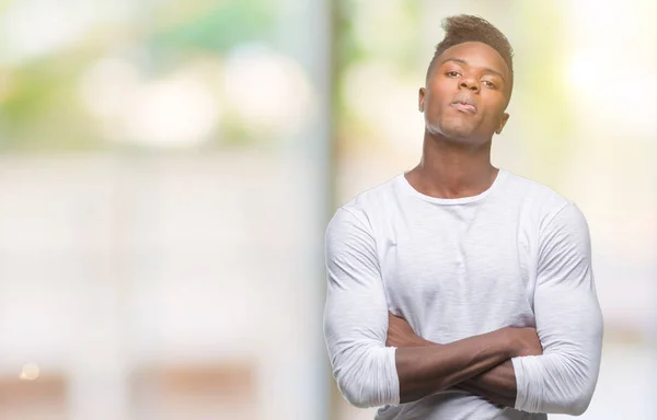 Giovane Uomo Afroamericano Sfondo Isolato Scettico Nervoso Espressione Disapprovazione Sul — Foto Stock