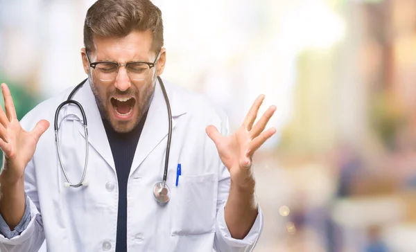 Young Handsome Doctor Man Isolated Background Celebrating Mad Crazy Success — Stock Photo, Image