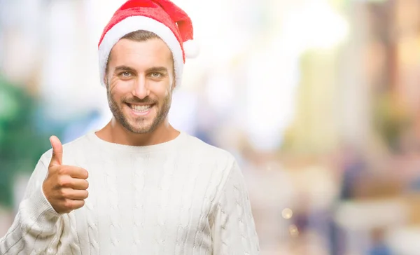 Молодой Красивый Мужчина Шляпе Санта Клауса Изолированном Фоне Делает Счастливый — стоковое фото