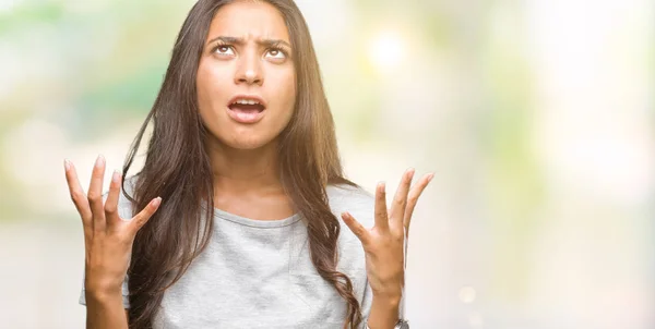 Young Beautiful Arab Woman Isolated Background Crazy Mad Shouting Yelling — Stock Photo, Image