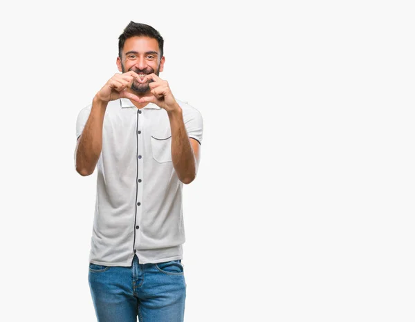 Erwachsener Hispanischer Mann Mit Isoliertem Hintergrund Der Verliebt Lächelt Und — Stockfoto