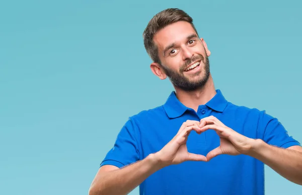 Junger Gutaussehender Mann Mit Isoliertem Hintergrund Der Verliebt Lächelt Und — Stockfoto