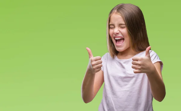 Giovane Bella Ragazza Sfondo Isolato Segno Successo Facendo Gesto Positivo — Foto Stock