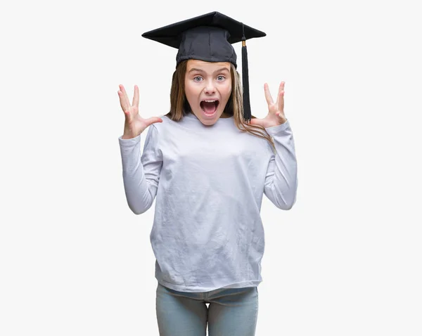 Joven Hermosa Chica Con Gorra Graduado Sobre Fondo Aislado Celebrando — Foto de Stock