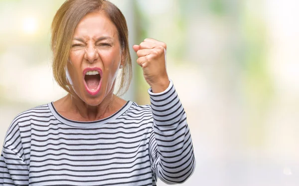 Middle Age Senior Hispanic Woman Isolated Background Angry Mad Raising — Stock Photo, Image