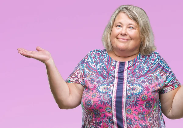 Senior Size Caucasian Woman Isolated Background Clueless Confused Expression Arms — Stock Photo, Image