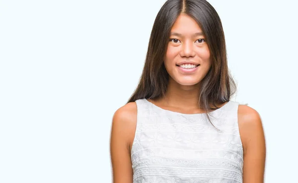 Ung Asiatisk Kvinna Över Isolerade Bakgrund Med Glad Och Cool — Stockfoto