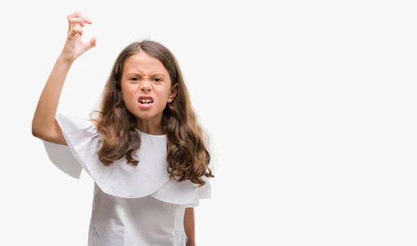 Bruna Ragazza Ispanica Arrabbiato Pazzo Alzando Pugno Frustrato Furioso Mentre — Foto Stock