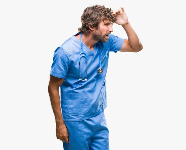 Hezký Hispánský Chirurg Lékař Muž Nad Izolované Pozadí Velmi Šťastný — Stock fotografie