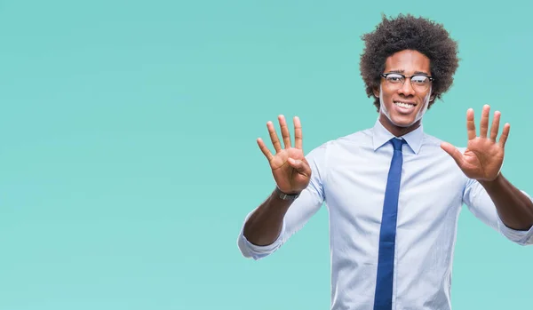 Afro Americký Obchodní Muž Nosí Brýle Nad Izolované Zobrazeným Pozadím — Stock fotografie
