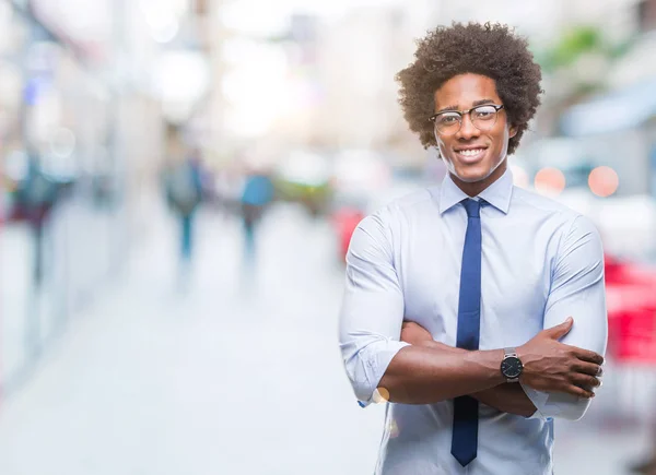 Afro American Business Man Wearing Glasses Isolated Background Happy Face — Stock Photo, Image