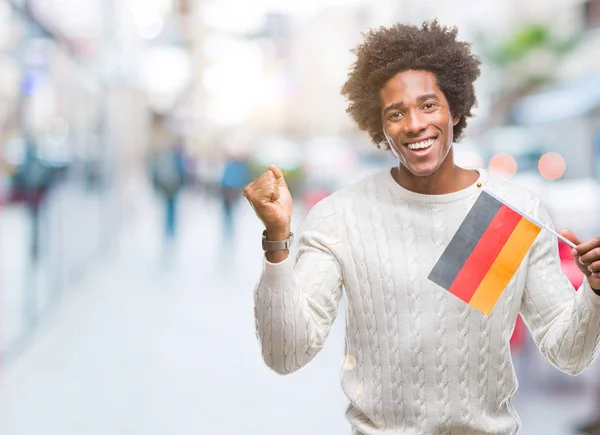 Drapeau Afro Américain Allemagne Sur Fond Isolé Criant Fier Célébrant — Photo