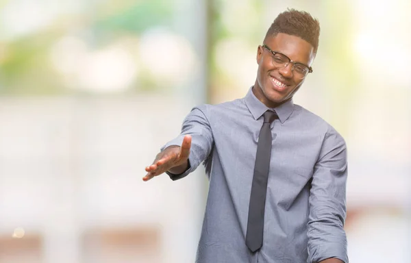 Young African American Business Man Isolated Background Looking Camera Smiling — Stock Photo, Image