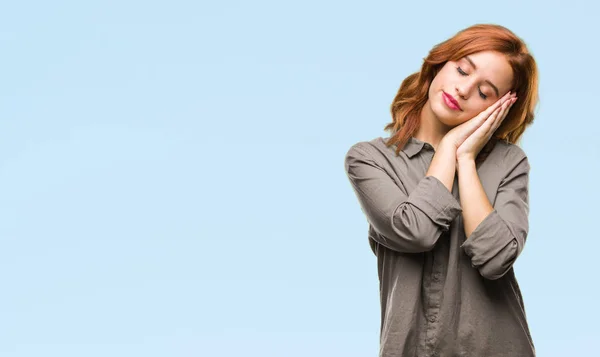 Giovane Bella Donna Sfondo Isolato Sonno Stanco Sognare Posa Con — Foto Stock